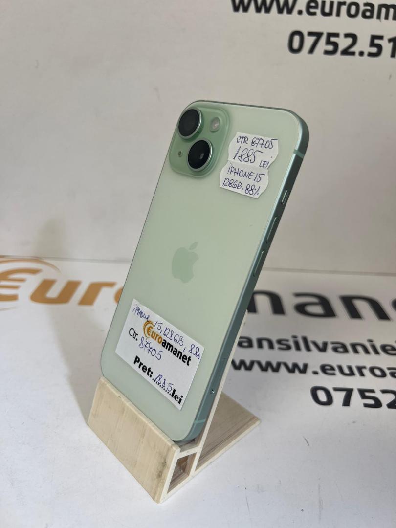 Telefon mobil Apple iPhone 15, 128GB, Baterie 88% image 1