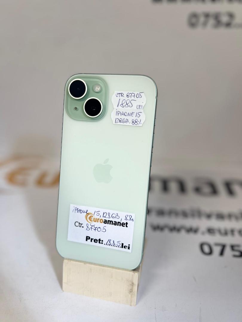 Telefon mobil Apple iPhone 15, 128GB, Baterie 88%