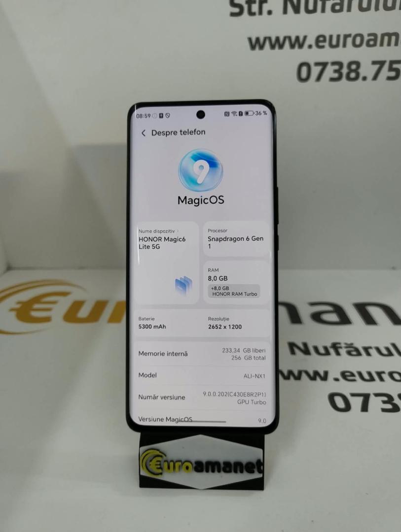 Telefon mobil HONOR Magic 8 Lite, Dual SIM, 8GB RAM, 256GB, Midnight Black image 1
