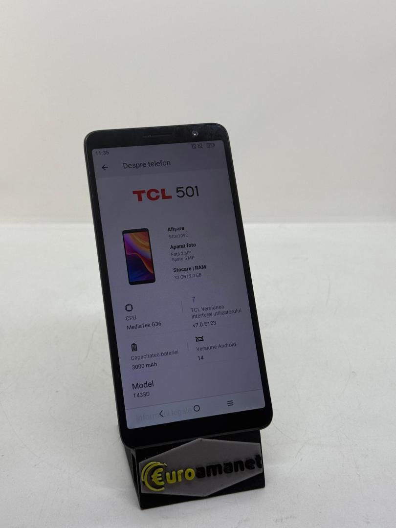 Telefon mobil TCL 501, 2GB RAM, 32GB, 4G, Prime Black