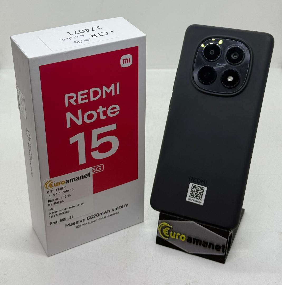 Telefon mobil Xiaomi Redmi Note 15, 8GB RAM, 256GB, 5G, Black image 1