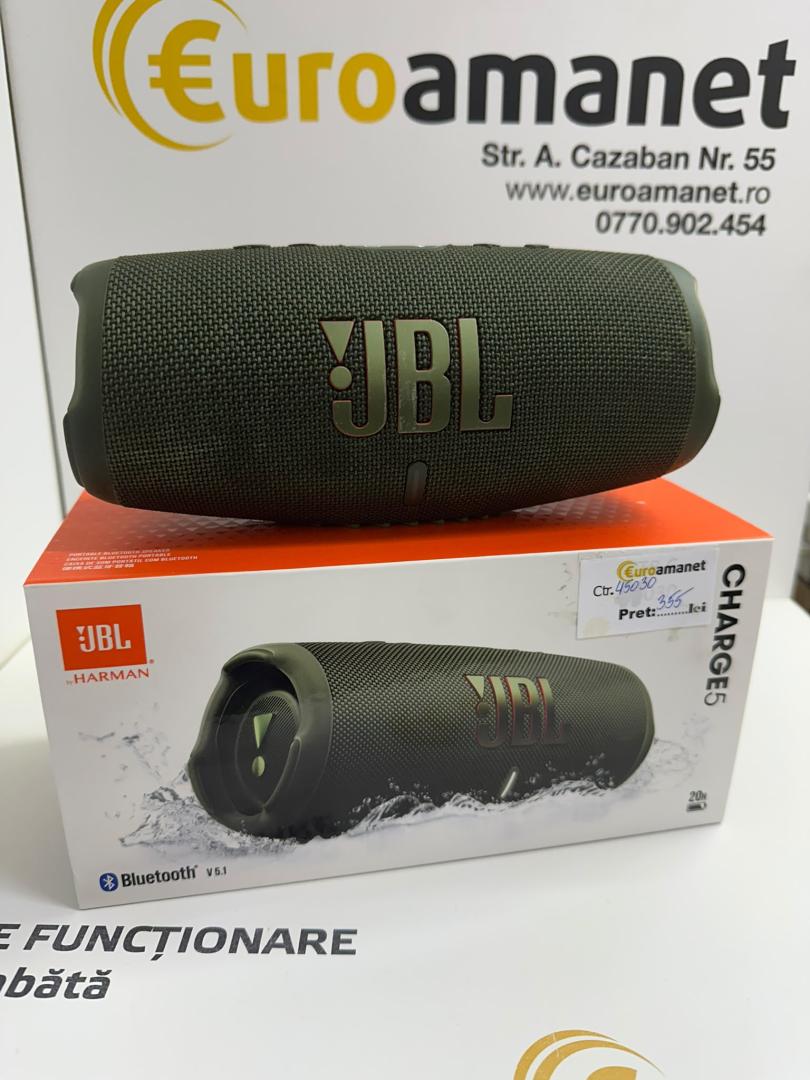 Boxa portabila JBL Charge 5, Bluetooth, Pro Sound, IP67, PartyBoost, Powerbank, Verde