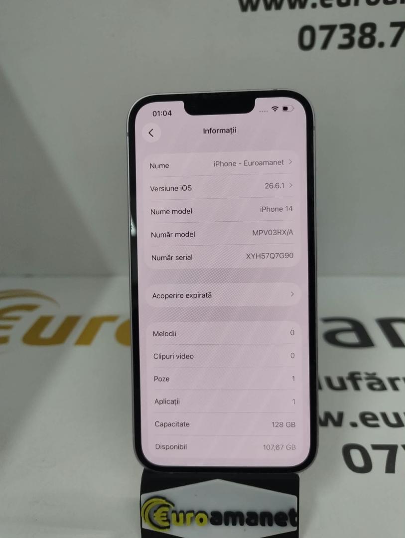 Telefon mobil Apple iPhone 14, 128GB, 5G, Purple image 1