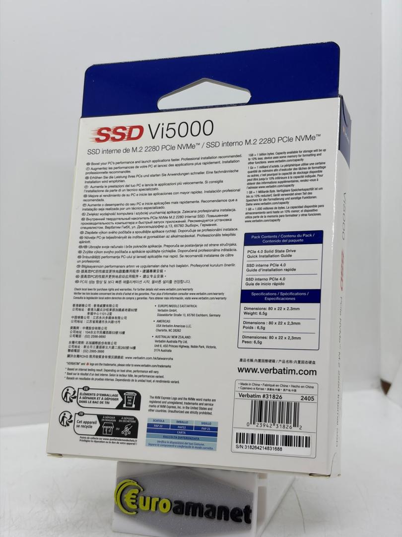 SSD Verbatim M.2 NVMe Vi5000, 1TB , PCIe Gen4 image 1