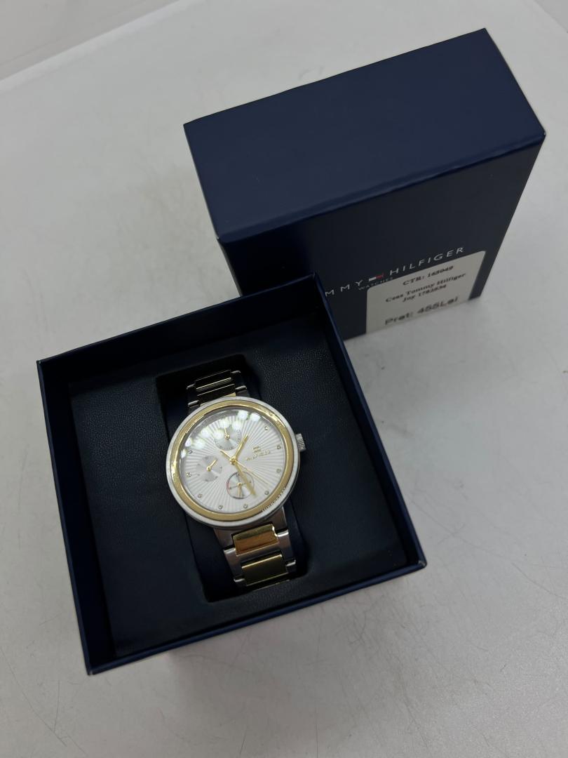 Tommy Hilfiger, Ceas de otel inoxodabil cu functii multiple, Argintiu, Auriu image 1