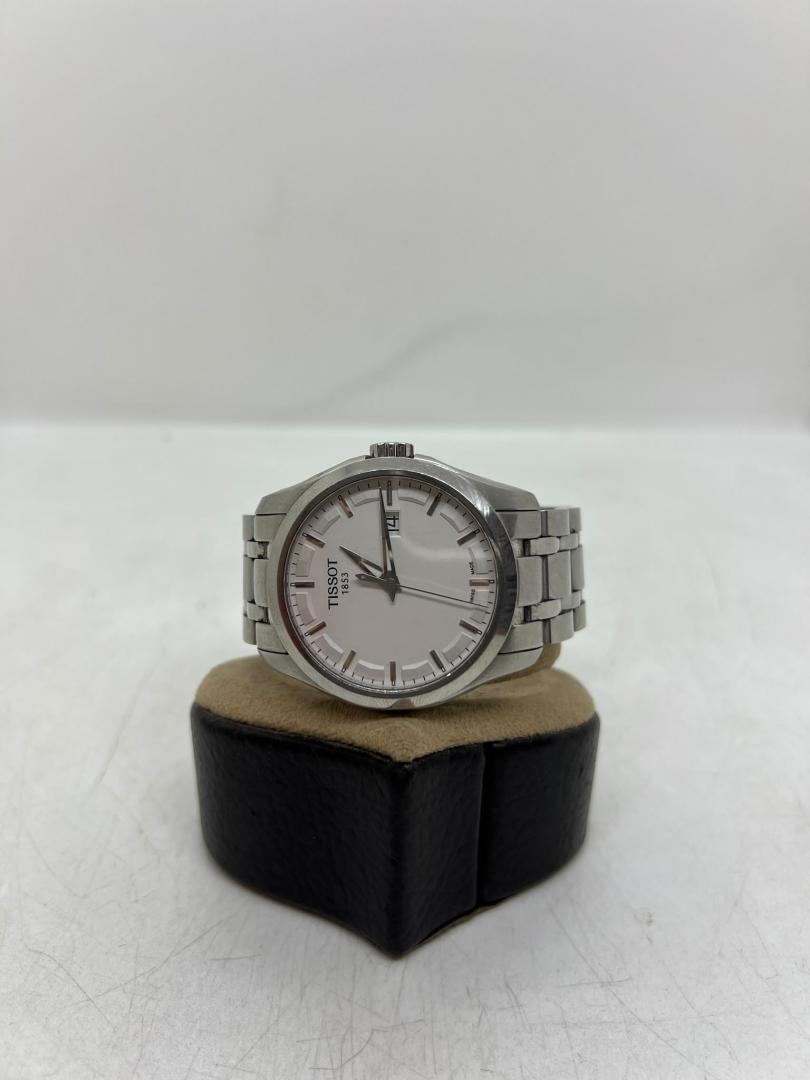Ceas Tissot Couturier bărbătesc cu cadran alb, oțel inoxidabil, safir argintiu, 41 mm, T035410A