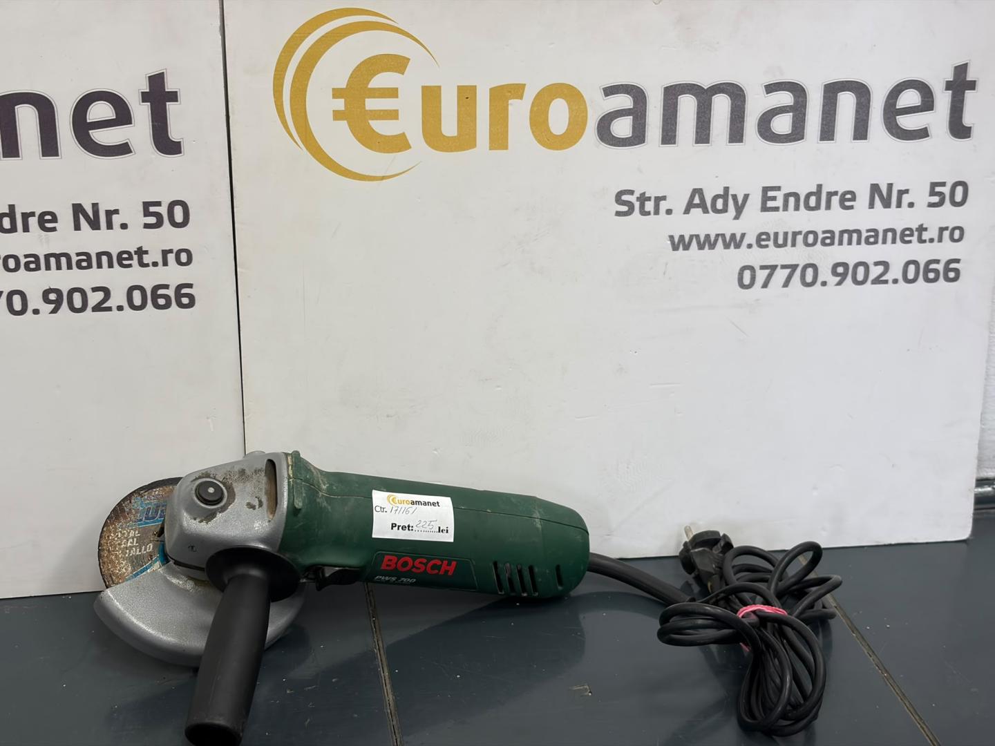 Polizor unghiular Bosch PWS 700, 700 W, 115 mm diametru disc, 12.000 RPM, aparatoare cu protectie reglabila, maner suplimentar