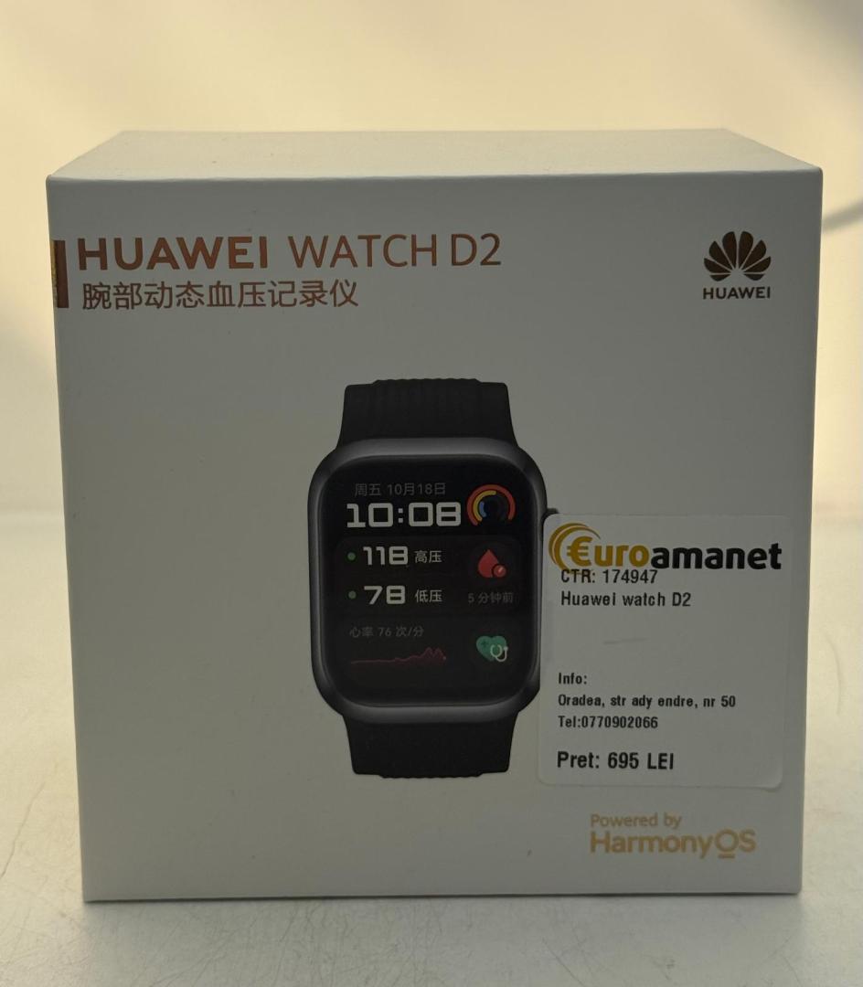 Smartwatch Huawei Watch D2, Black aluminum alloy Case, Black