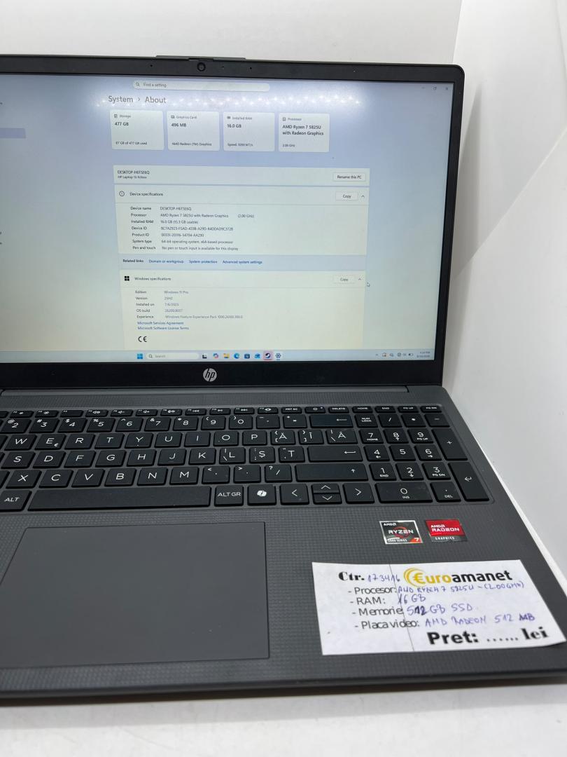 Laptop HP cu procesor AMD Ryzen 7 5825U pana la 4.5 GHz, 15.6" Full HD, 16GB, 512GB SSD, AMD Radeon Graphics, Dark Ash Silver image 2