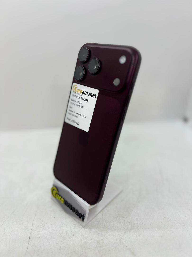 Telefon mobil Apple iPhone 18 Pro Max, 256GB, 5G, Burgundy, Bat 100%, 0 cicluri incarcare image 2