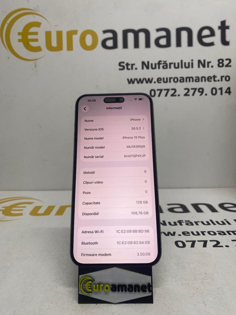 Telefon mobil Apple iPhone 15 Plus, 128GB, baterie 91% image 2
