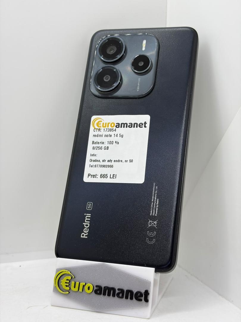 Telefon mobil Xiaomi Redmi Note 14, 8GB RAM, 256GB, 5G, Midnight Black