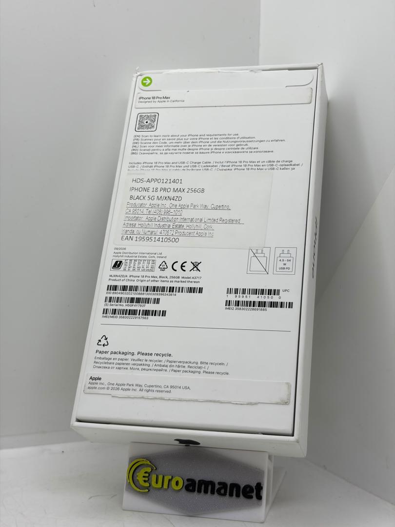 Telefon mobil Apple iPhone 18 Pro Max, 256GB, 5G, Black image 1