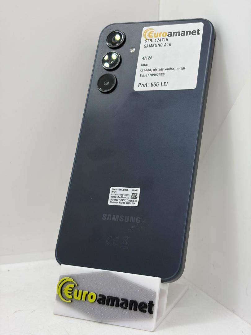 Telefon mobil Samsung Galaxy A16, Dual SIM, 4GB RAM, 128GB, 5G, Blue Black