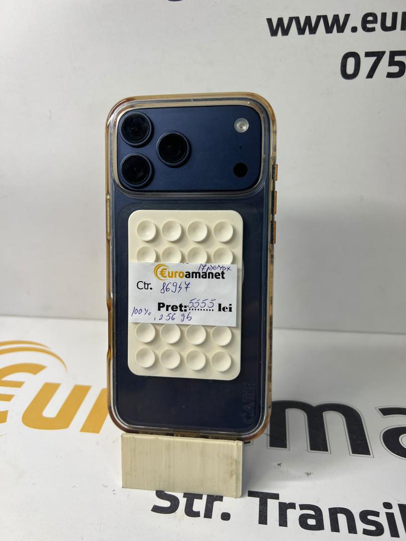 Telefon mobil Apple iPhone 17 Pro Max, 256GB, 5G, Deep Blue, bat 100% image 2
