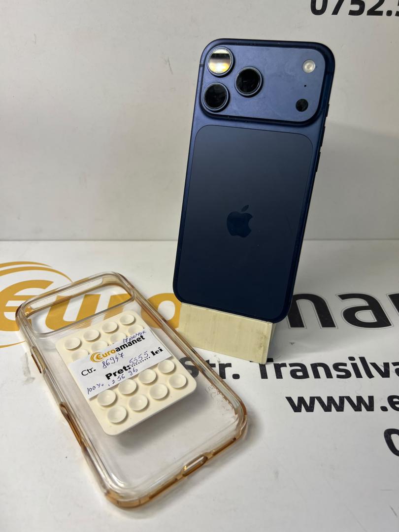 Telefon mobil Apple iPhone 17 Pro Max, 256GB, 5G, Deep Blue, bat 100% image 3