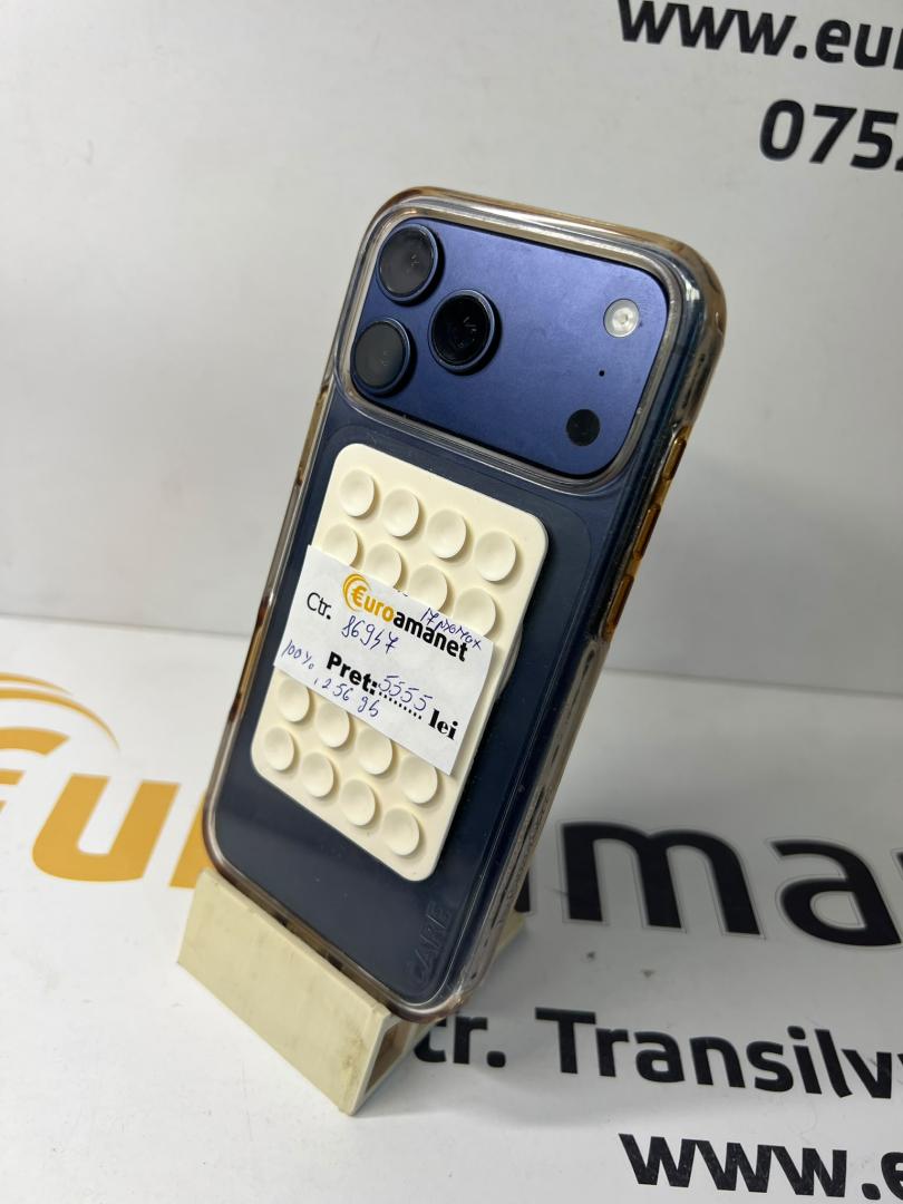 Telefon mobil Apple iPhone 17 Pro Max, 256GB, 5G, Deep Blue, bat 100% image 4