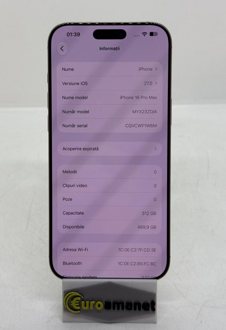 Telefon mobil Apple iPhone 16 Pro Max, 512GB, 5G image 3