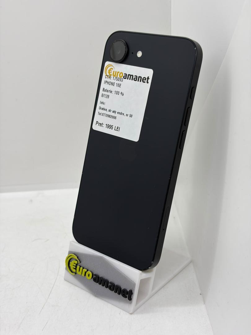 Telefon mobil Apple iPhone 16e, 128GB, 5G, Black
