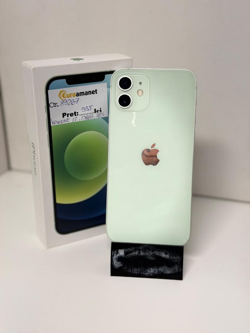Telefon mobil Apple iPhone 12, 128GB, 5G, Green, Bat 76%
