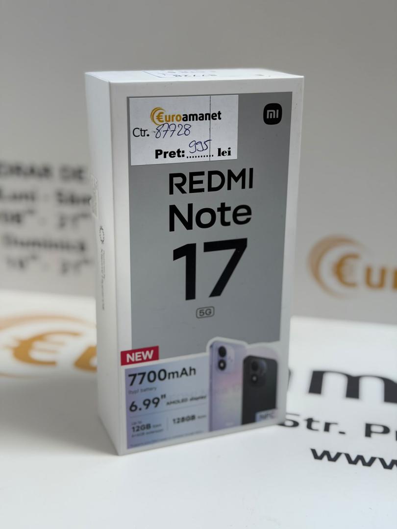 Telefon mobil Xiaomi REDMI Note 17, 128GB, 4GB RAM, 7700 mAh, Black