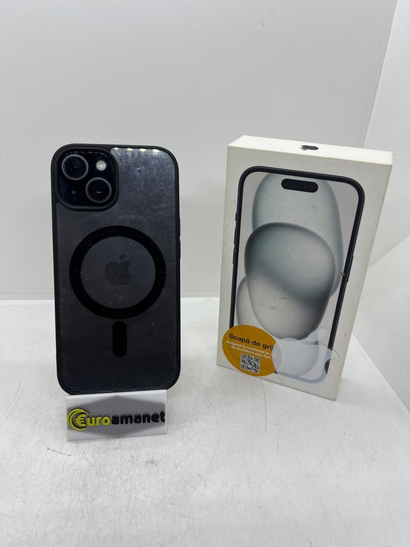 Telefon mobil Apple iPhone 15, 128GB, 5G, Black, Bat 78% image 3