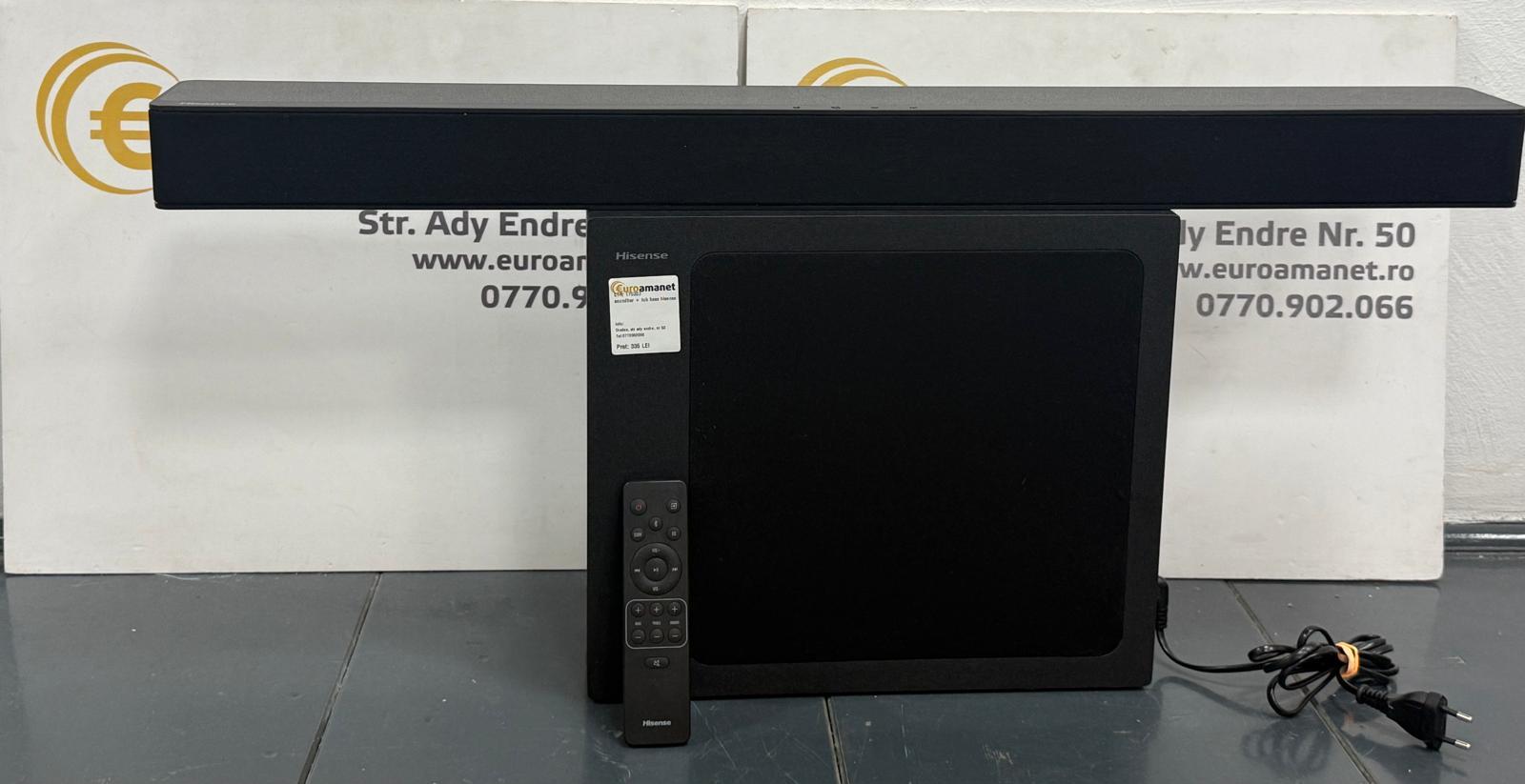 Soundbar Hisense Hs2100, 2.1 Canale, Subwoofer Wireless, 240W, Dolby Audio