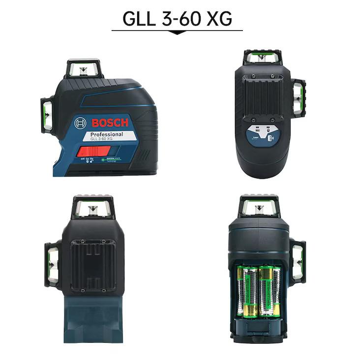 Kit nivela laser Bosch, GLL 3-60 XG, Raza de actiune 30 m, 3 x 360 grade, IP54, Negru/Albastru