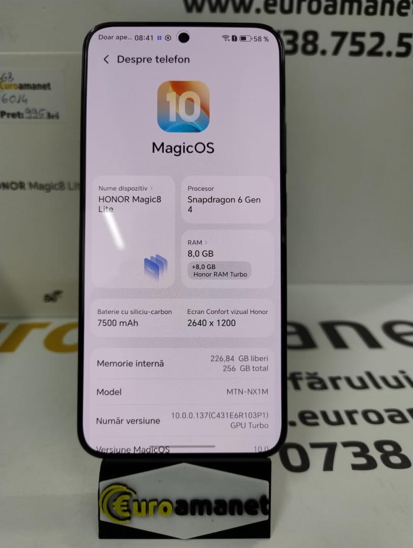 Telefon mobil Honor Magic 8 Lite, 8GB RAM, 256GB, 5G, Midnight Black image 2