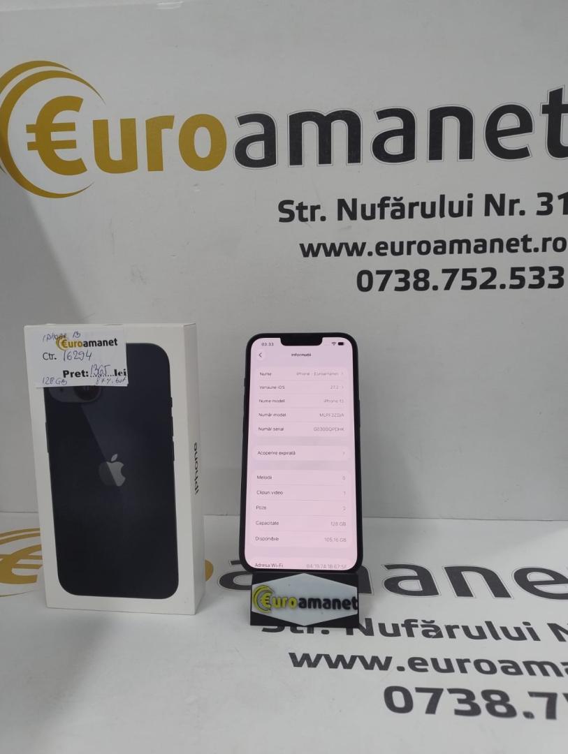 Telefon mobil Apple iPhone 13, 128GB, 5G, Midnight cu incarcator image 2