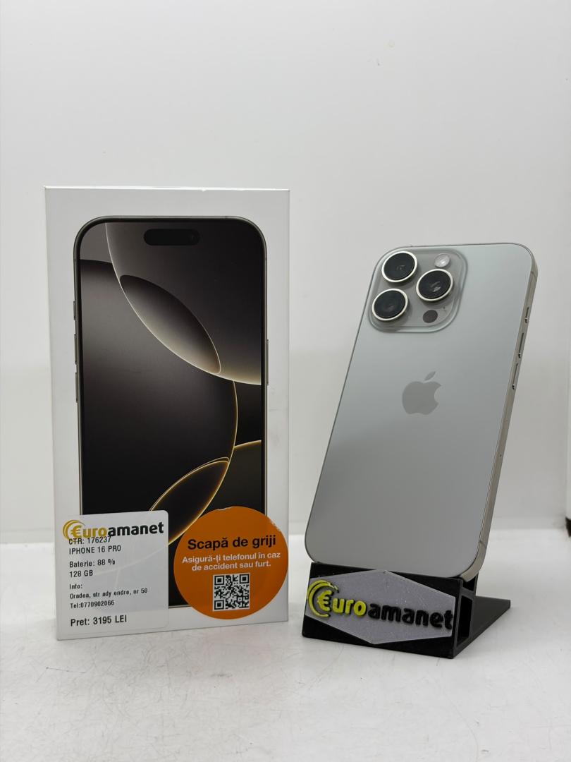 Telefon mobil Apple iPhone 16 Pro, 128GB, 5G, Natural Titanium image 1