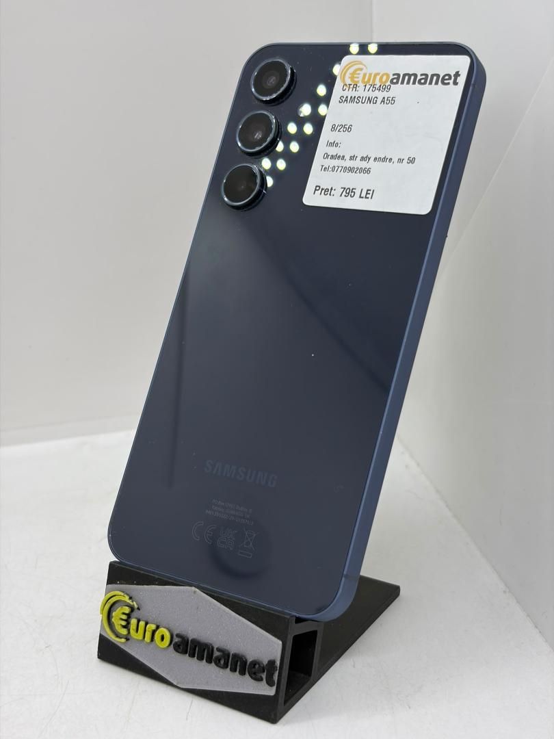 Telefon mobil Samsung Galaxy A55, Dual SIM, 8GB, 256GB, 5G, Awesome Navy