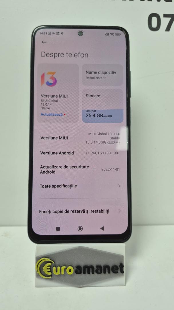 Telefon mobil Xiaomi Redmi Note 11, 4GB RAM, 64GB, Twilight Blue image 2