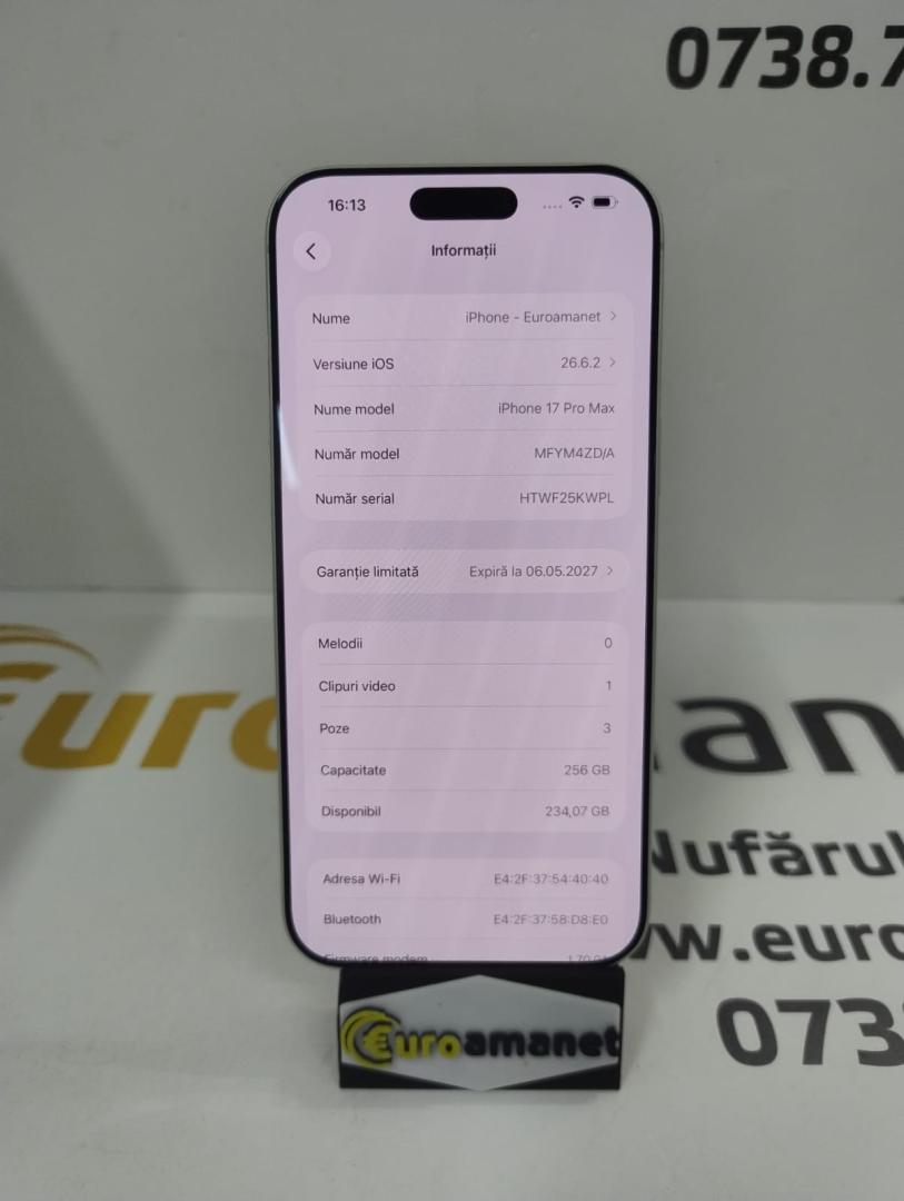 Telefon mobil Apple iPhone 17 Pro Max, 256GB, 5G, Silver image 1