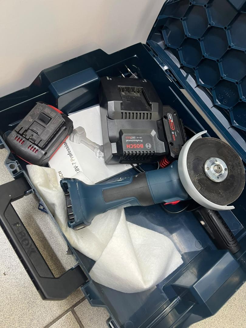 Flex Bosch GWS 18v-7 2 baterii + inc + cutie image 2