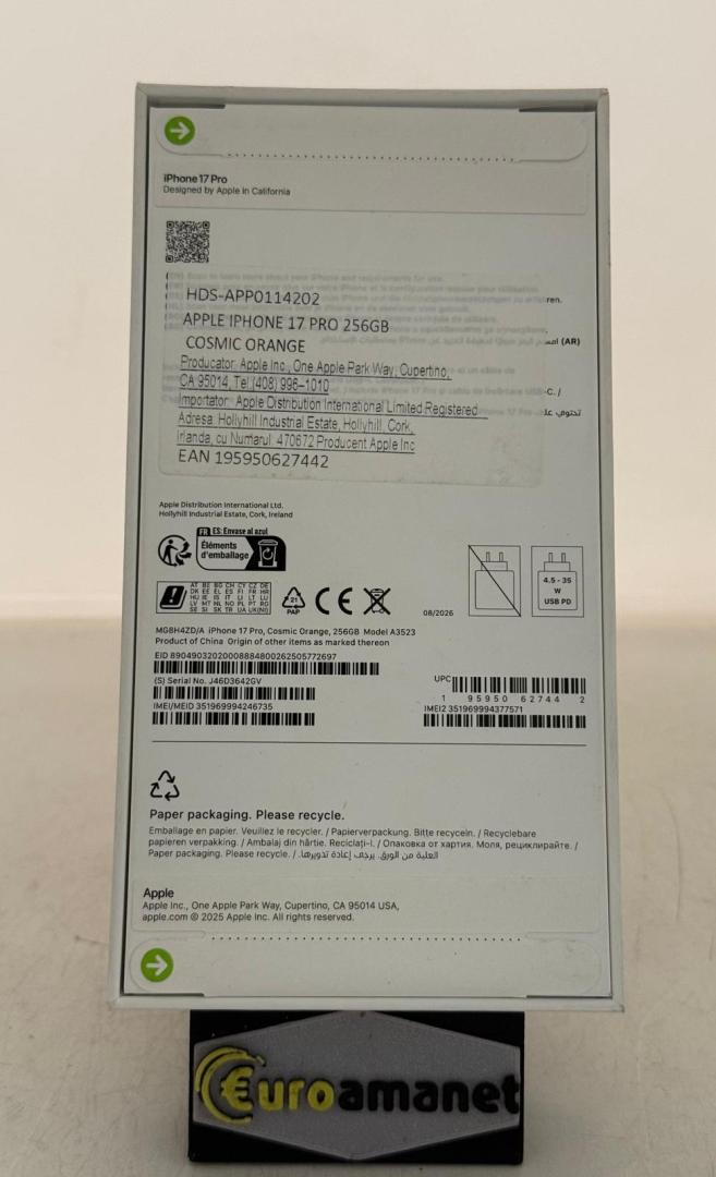 Telefon mobil Apple iPhone 17 Pro, 256GB, 5G, Cosmic Orange image 1