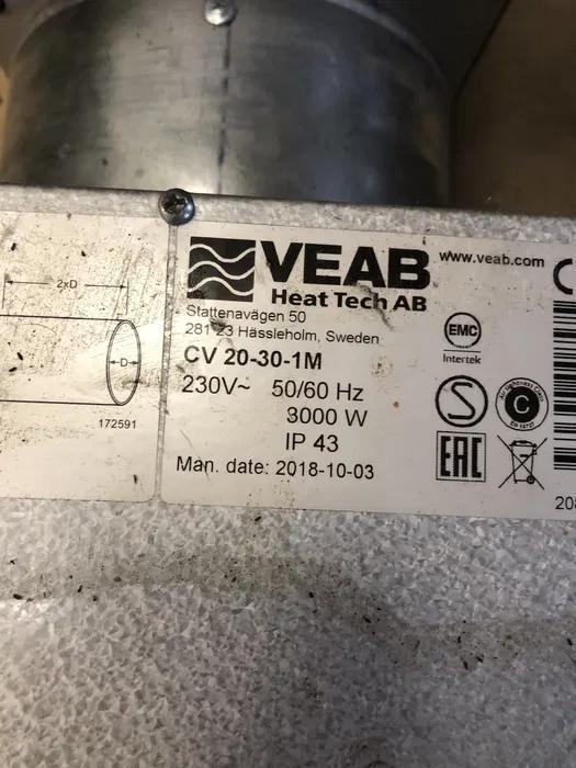 Baterie de incalzire electrica VEAB CV20-30-1M image 1