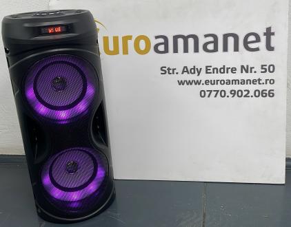 Boxă Bluetooth Dunlop MW-538-2 x 10W cu radio FM și intrare AUX/MIC pentru card TF și (Micro) USB iluminare LED Negru