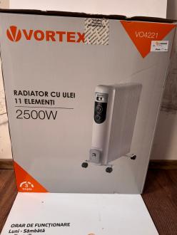Calorifer electric VORTEX VO4221, 11 elementi, 3 trepte putere, 2500W, alb-negru