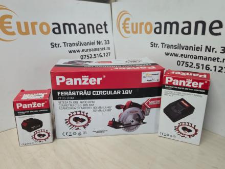 Fierastrau circular, Panzer PTCS-1180, motor fara perii, 165 mm, 18 V, Acumulator + Incarcator