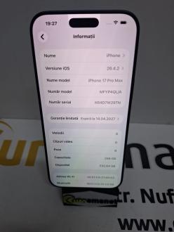 Telefon mobil Apple iPhone 17 Pro Max, 256GB