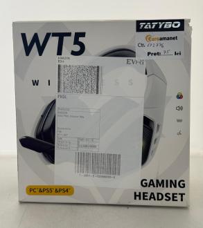 Căști wireless Tatybo WT5 Over-Ear, alb/negru