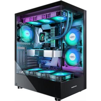 Carcasa Pc Musetex Atx Cu 6 Ventilatoare Pwm Argb Preinstalate, Neagra
