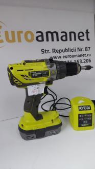 Masina de gaurit si insuruba cu percutie Ryobi R18PD32, 1 acumulator 18V 2Ah, incarcator 1.5A