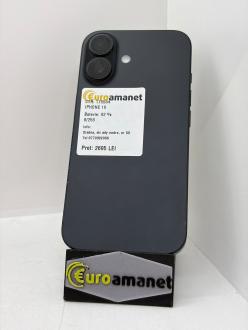 Telefon mobil Apple iPhone 16, 128GB, 5G, Black